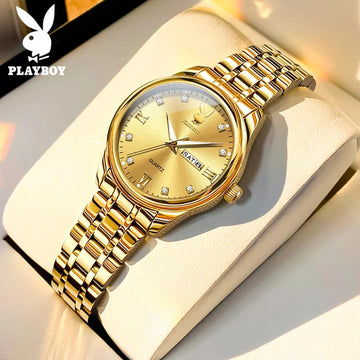 Elegant Fashion Luxury Brand Stainless Steel Waterproof Calendar Luminous Original Quartz Women's Wristwatches